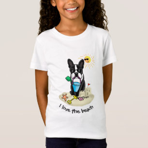 T-Shirt Summer Beach Boston Terrier (noir) - Chien mignon