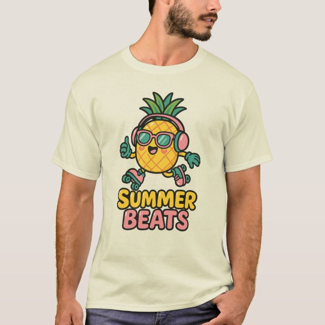 T-shirt Summer Beats – Cute Pineapple with Headphones (Devant)