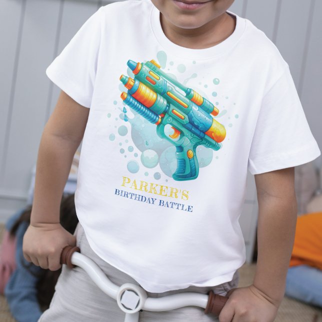 T-shirt Summer Boy Birthday Water Gun Bataille (Créateur téléchargé)