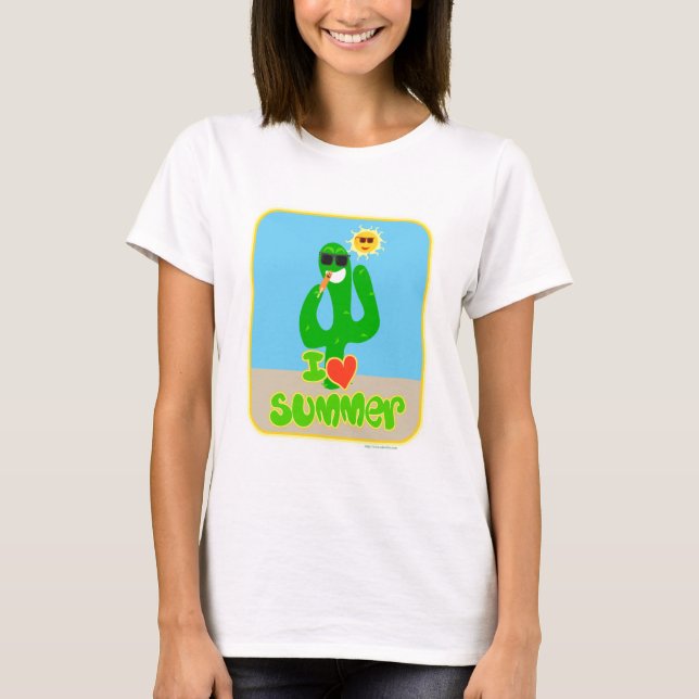 T-shirt Summer Love Cactus Cartoon Fun Slogan saisonnier (Devant)