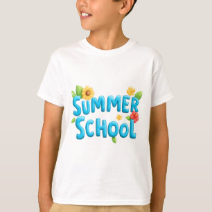 T-shirt Summer School - Summer School Texte avec fleurs