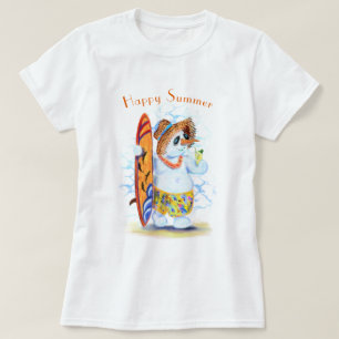 T-shirt Summer Snowman Surfer Boissons Cocktail Texte Pers