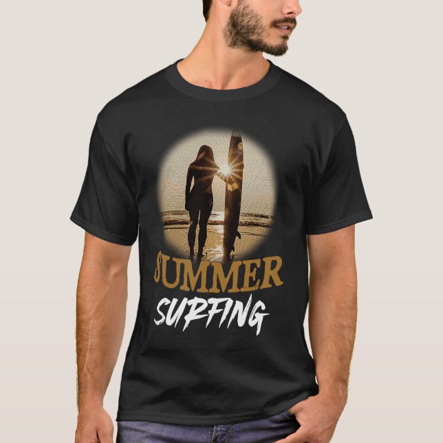 T-shirt Summer Surfing Vibes Vacation Humorous Saying (Devant)