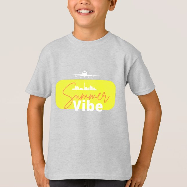 T-shirt Summer Vibe mignon garçon gris (Devant)