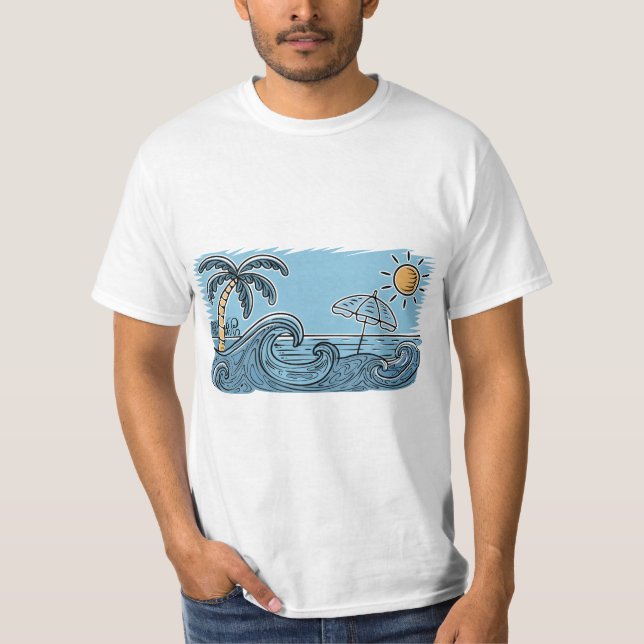 T-shirt Summer Vibes Beach Illustration (Devant)