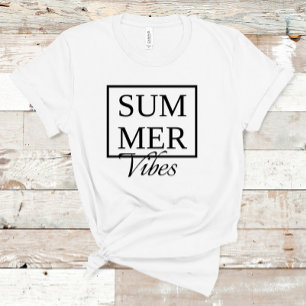 T-shirt Summer Vibes Cool disant avec texte noir blanc