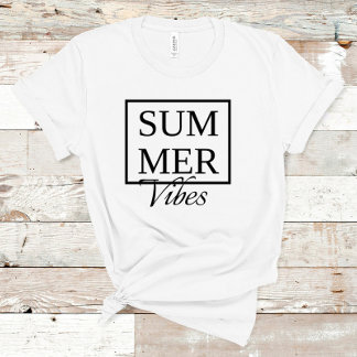 T-shirt Summer Vibes Cool disant avec texte noir blanc