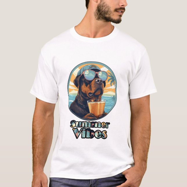 T-shirt Summer Vibes Dog – Cool Beach Mood Tee (Devant)