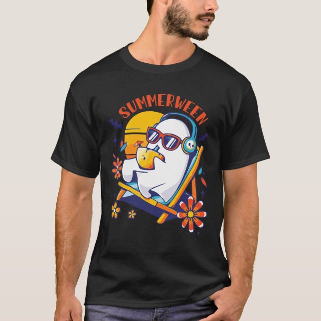T-shirt Summerween mignon Fantôme d'été Éffrayant Hallowee (Devant)