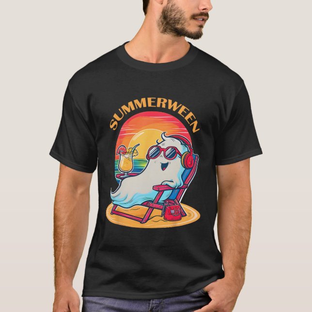 T-shirt Summerween mignon Fantôme d'été Éffrayant Hallowee (Devant)