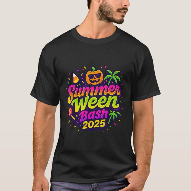 T-shirt Summerween Sh 2025 Skeleton Beach Party Halloween (Devant)