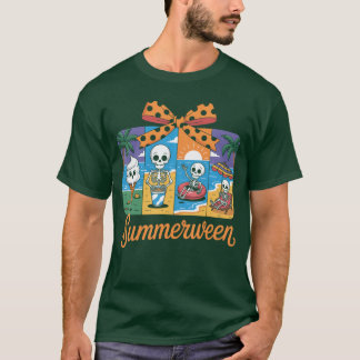 T-shirt Summerween Skeleton Ghost Beach Party Halloween Vi