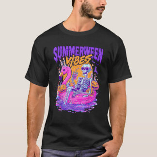 T-shirt Summerween Vibes Funny Skeleton Flotte Halloween e