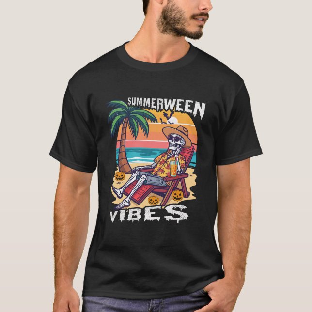 T-shirt Summerween Vibes Halloween Skeleton (Devant)