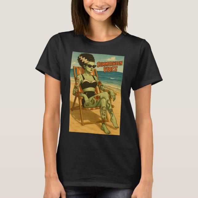 T-shirt Summerween Vibes Retro Beach Style gothique Tee (Devant)