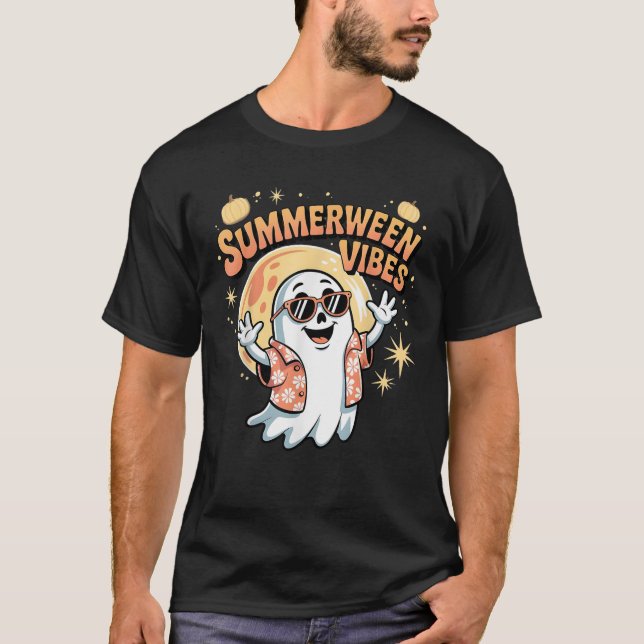 T-shirt Summerween Vibes Skeleton Citrouille Vacances d'ét (Devant)