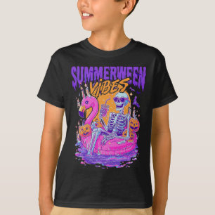 T-shirt Summerween Vibes Skeleton Citrouille Vacances Éffr