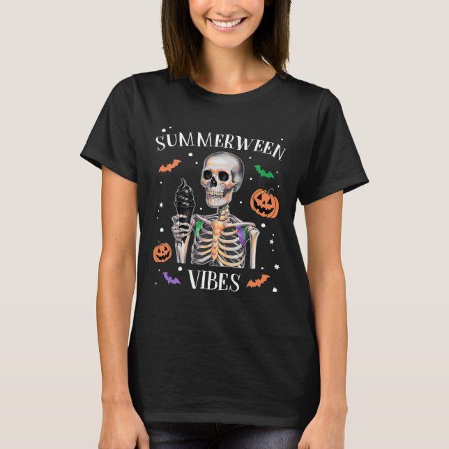 T-shirt Summerween Vibes Skeleton été Halloween (Devant)