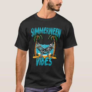 T-shirt Summerween Vibes Skeleton Hammock Beach Halloween