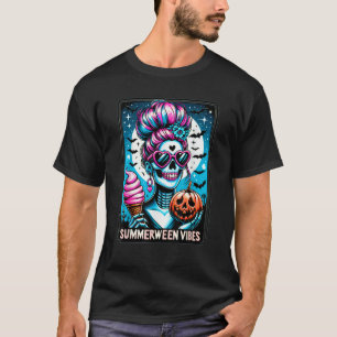 T-shirt Summerween Vibes Skeleton Ice Cream Vacatio été