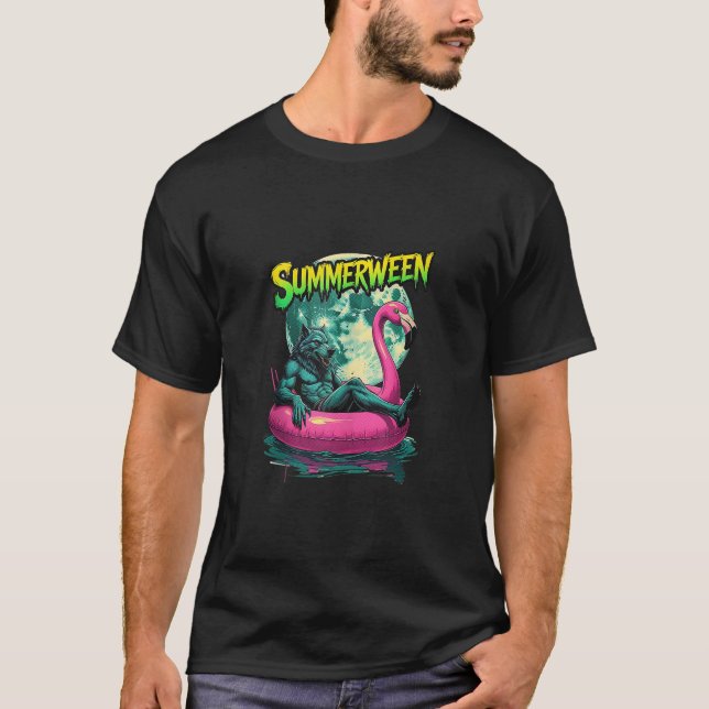 T-shirt Summerween Werewolf Rétro Horror Beach Halloween i (Devant)