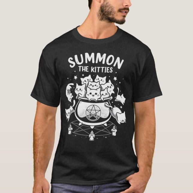 T-shirt Summon The Kitties - Witchy Cat Ritual (Devant)