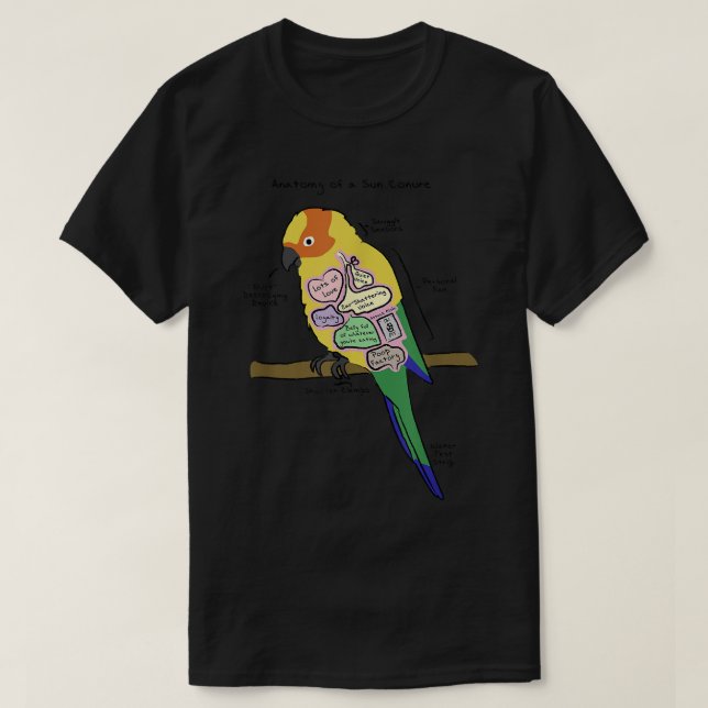 T-shirt Sun Conure Funny Parrot   Anatomy  (Design devant)