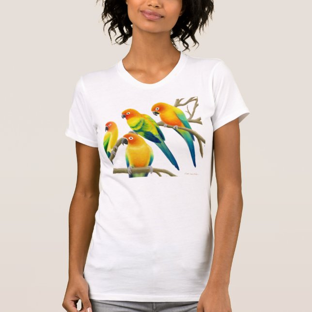 T-shirt Sun Conure Parrots la pièce en t de cou de scoop (Devant)