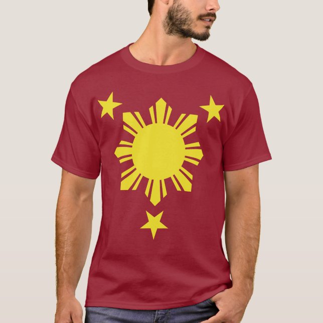 T-shirt Sun de base philippin et étoiles - jaune (Devant)