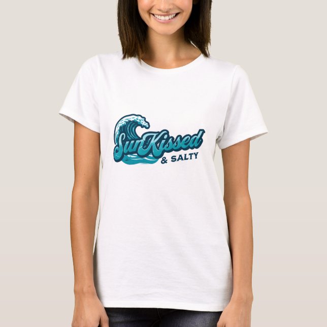 T-shirt Sun Kissé & Salty Seaside Design (Devant)