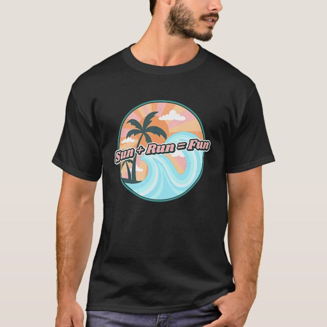 T-shirt Sun + Run Fun Tropical Hawaiian pour Beach Runners (Devant)