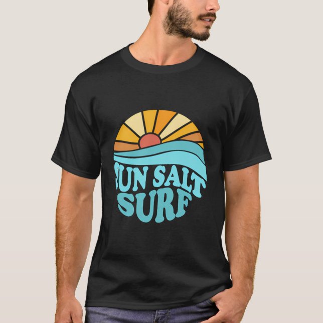 T-shirt Sun Salt Surf Retro Beach Sunset (Devant)