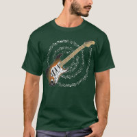 Sunburst Electric Guitar Spiraling Notes musicales