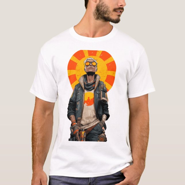 T-shirt Sunburst Scout – Post-Apocalyptic Hero Portrait (Devant)