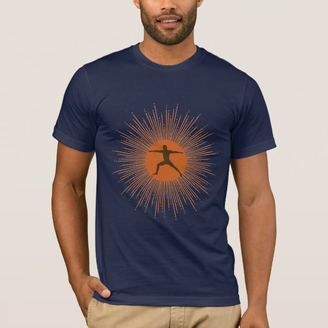 T-shirt Sunburst Warrior Pose Yoga (Devant)