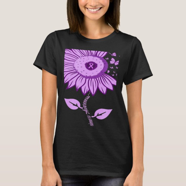 T-shirt Sunflower Alzheimer's awareness Ribbon Purple Butt (Devant)