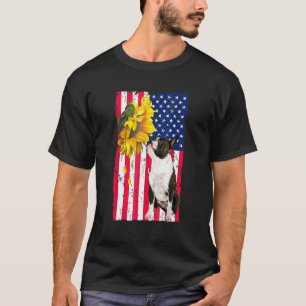 T-shirt Sunflower American Flag Boston Terrier Dog