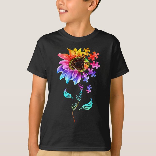 T-shirt Sunflower Be Kind Puzzle Piece Sensibilisation sur (Devant)