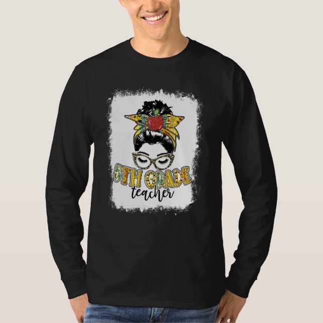 T-shirt Sunflower blanchie 5e année Enseignant Messy Bun 1 (Devant)