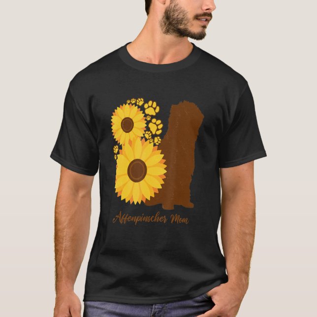 T-shirt Sunflower Dog Mom - Ape Terrier Affenpinscher (Devant)