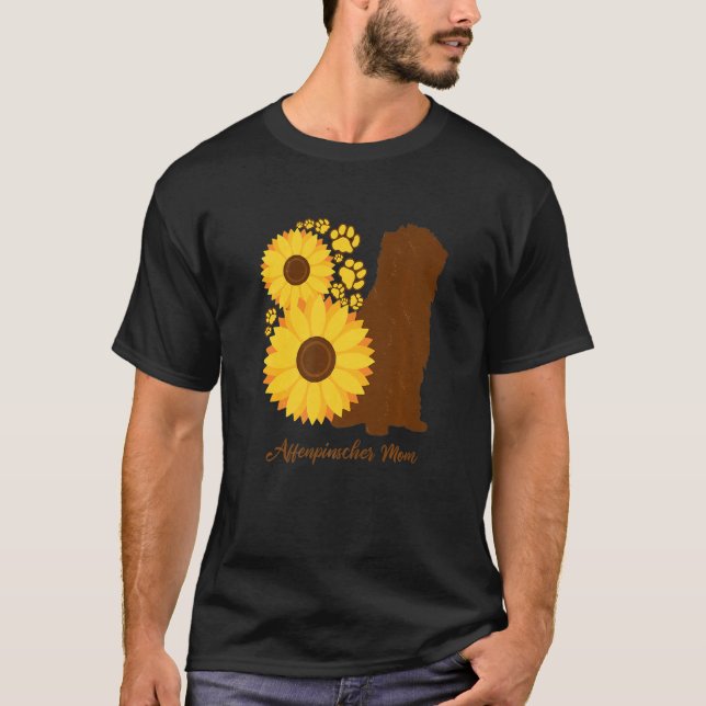 T-shirt Sunflower Dog Mom - Ape Terrier Affenpinscher Prem (Devant)