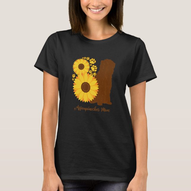 T-shirt Sunflower Dog Mom - Ape Terrier Affenpinscher Prem (Devant)