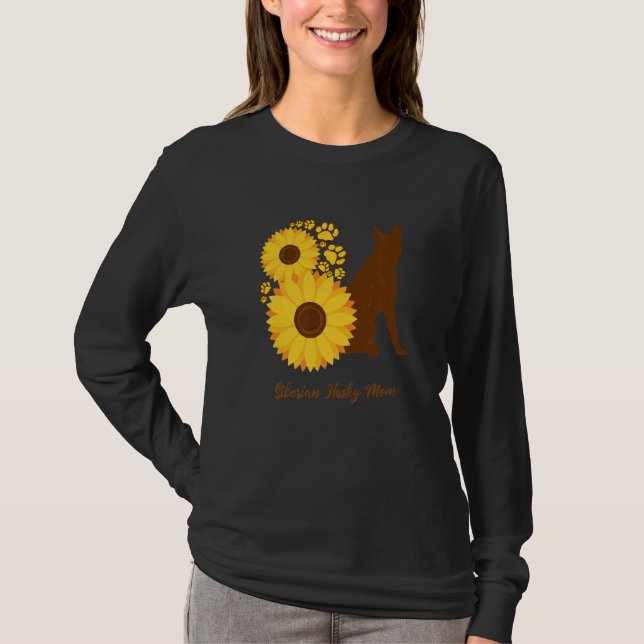 T-shirt Sunflower Dog Mom - Siberian Husky Premium (Devant)