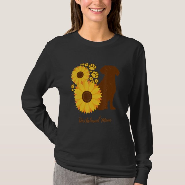 T-shirt Sunflower Dog Mom - Wiener Sausage Dog Dachshund (Devant)