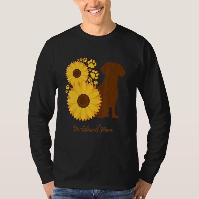 T-shirt Sunflower Dog Mom - Wiener Sausage Dog Dachshund (Devant)