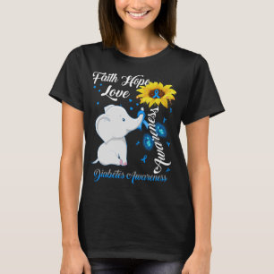 T-shirt Sunflower Elephant Faith Hope Love Diabète