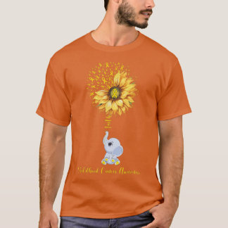 T-shirt Sunflower Elephant Gold Ribbon Childhood Cancer Aw