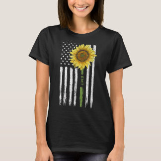 T-shirt Sunflower Emt Usa Drapeau Patriotique Ems Urgence