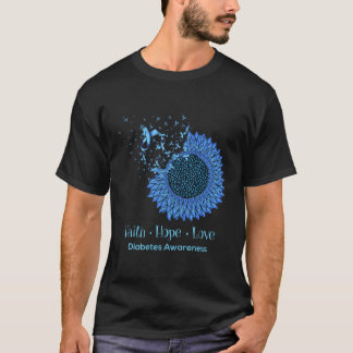 T-shirt Sunflower Faith Hope Love Diabète Sensibilisation