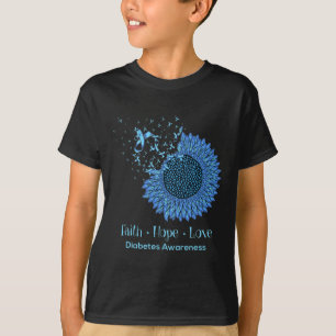 T-shirt Sunflower Faith Hope Love Diabète Sensibilisation